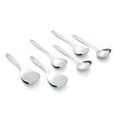 Montavo by FnS Amazon Stainless Steel Serving Tools Set of 6, 2 Rice Server, 2 Gravy Ladle(chamcha), 2 Veg Serving Spoon(Spatula)